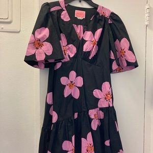 Kate Spade black floral ruffle cotton dress size 4